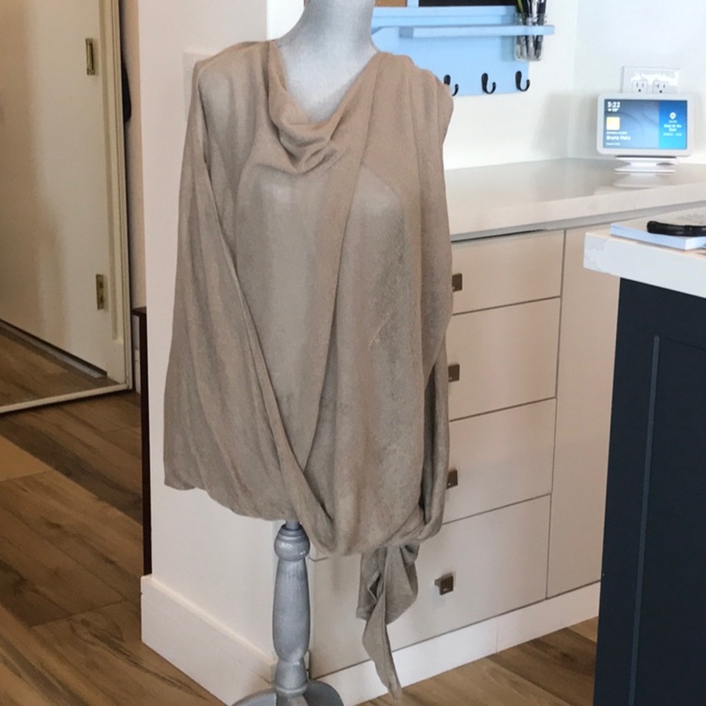 Ports 1961 Tan Sweater O/S Unique wear 5 ways!